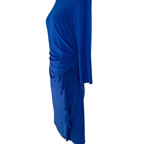 Lauren Ralph Lauren Cobalt Blue Stretchy Cocktail Dress Long Sleeve Size 12 - Picture 3 of 8